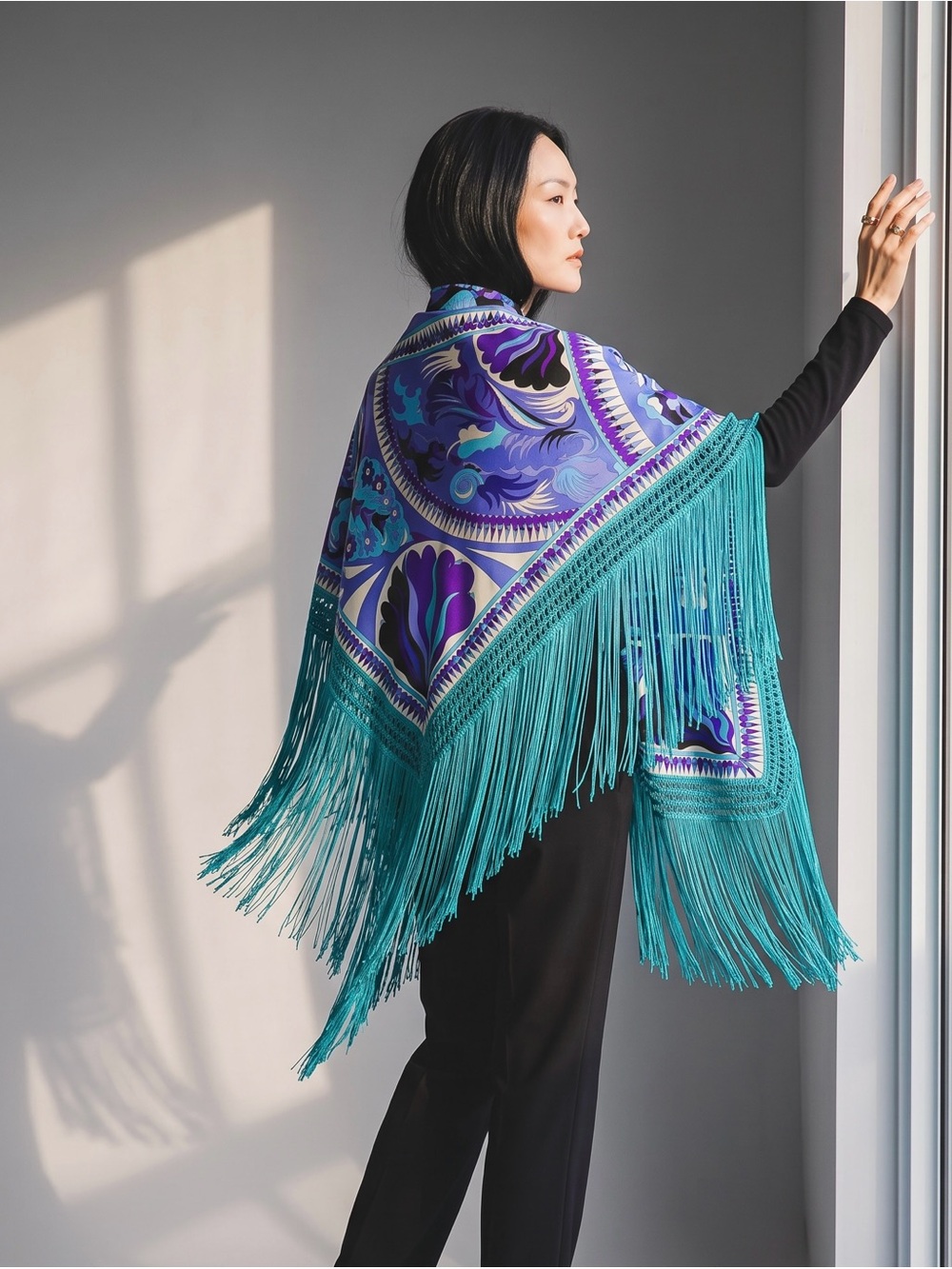 Authentic Pucci: Vintage 1970s Silk Jersey Shawl / Scarf – 55” Square